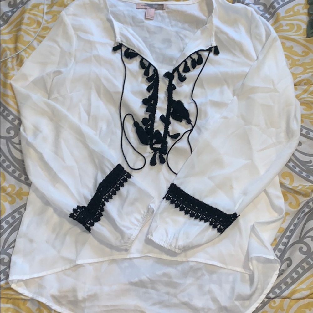 White and black blouse